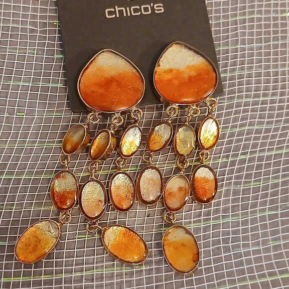 Vintage Chico Sunburst Colored Dangle Clip Earrings - Picture 1 of 5